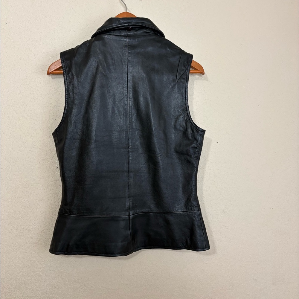 Vintage Saguaro West Black Leather Collared Zip Up Vest for Women Size Small - Picture 7 of 15